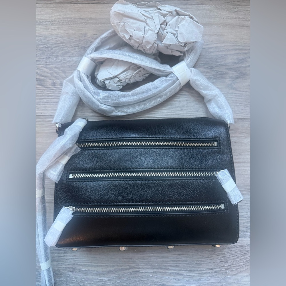 Rebecca Minkoff Mini 5 Zip Leather Black Crossbody Bag NWT